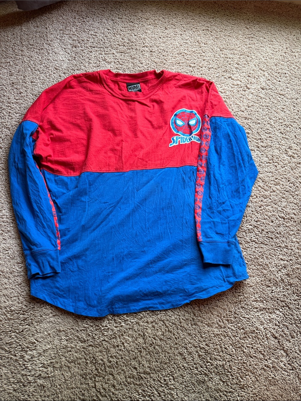 Medium Marvel Red & Blue Spider-Man Two-Tone Long Sleeve Tee Spirit Jersey